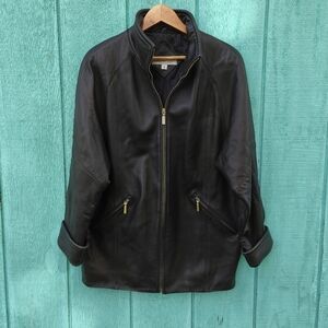 90s Valerie Valerie Stevens Petites New Zealand Lambskin Leather Jacket sz MP